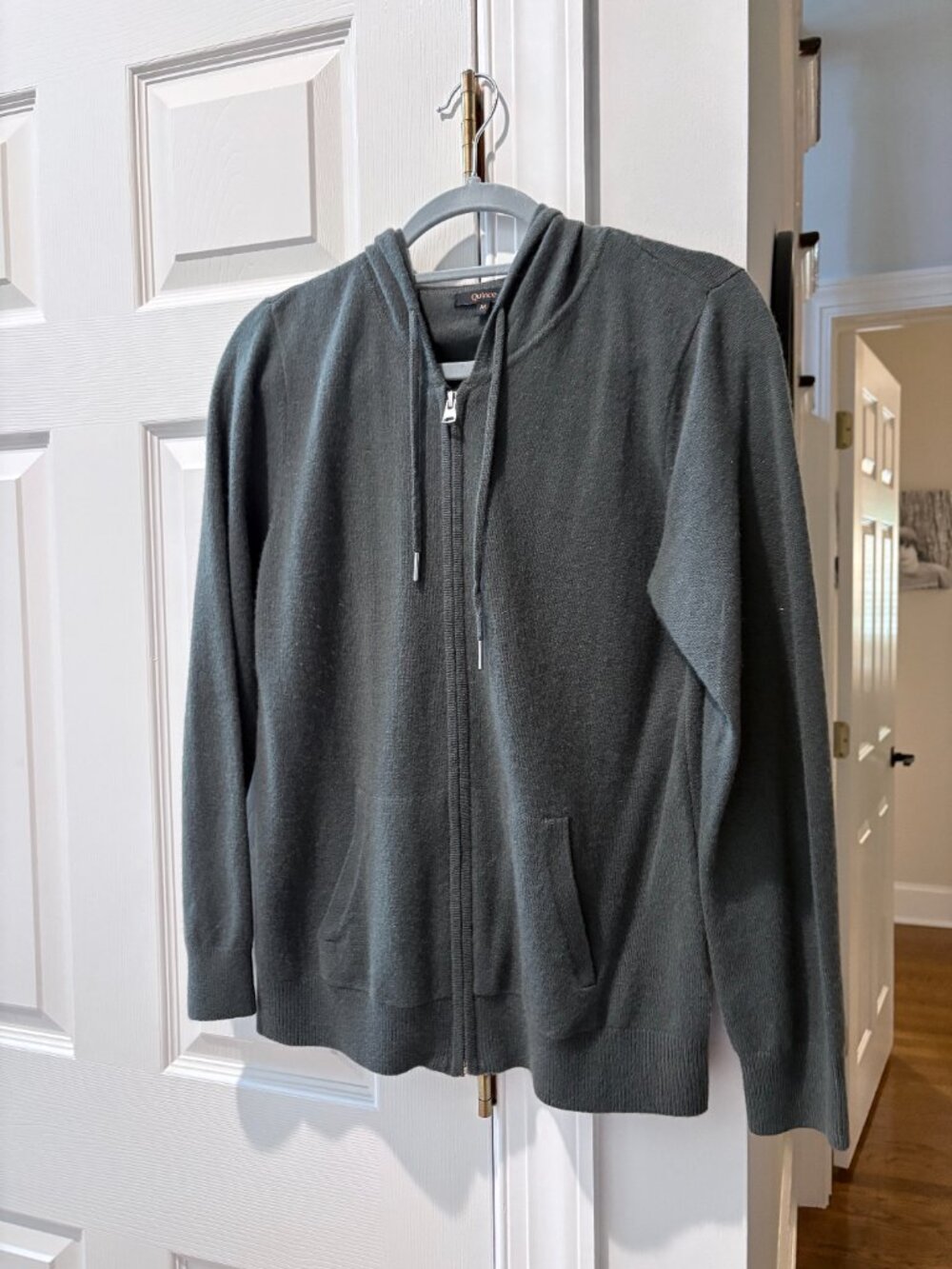 Quince Mongolian Cashmere Full-Zip Hoodie Jacket - Moss Green M - Picture 2 of 4